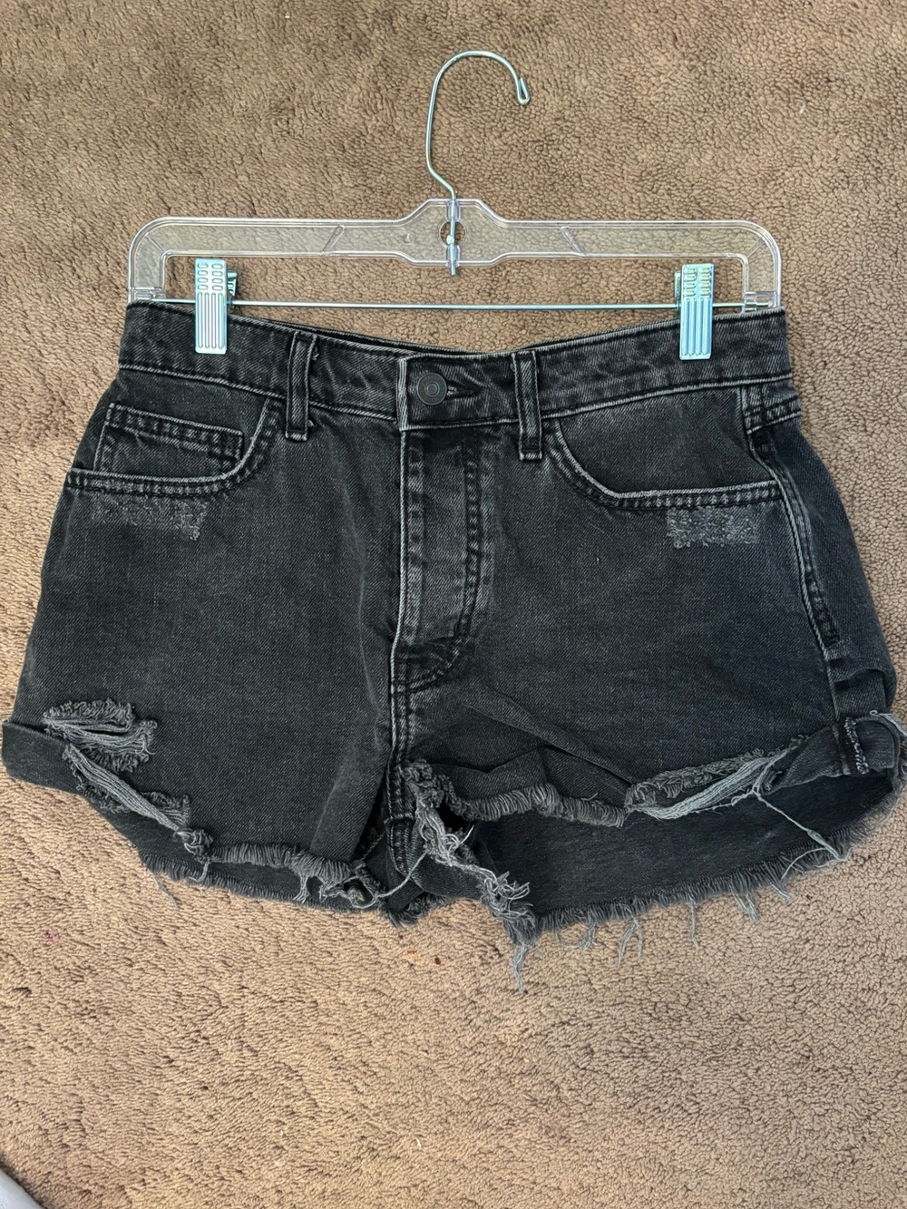 Forever 21 Black Distressed Denim Jean Shorts